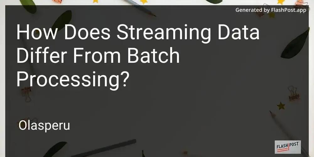 Streaming data e batch processing